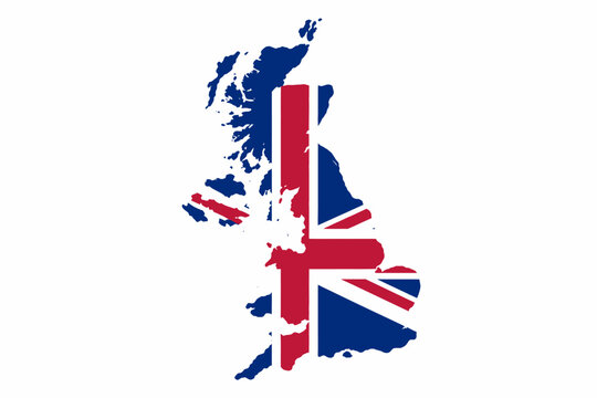 Map of united kingdom with union jack flag overlay