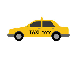 Naklejka premium Flat Vector Illustration of a Yellow Taxi Cab Side View.