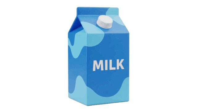 Vector illustration&nbsp;of blue milk carton with white cap and milk text on a transparent background