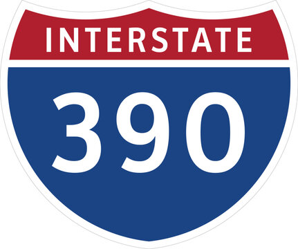 I-390 Interstate Highway System Design Sign Clipart Icon Transparent Background