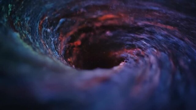 Powerful spiral vortex in deep blue ocean water, capturing natural current motion and abstract aquatic patterns.