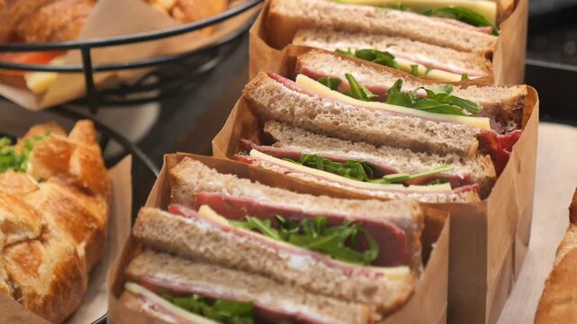 Fresh sandwiches for lunch at a cafe
