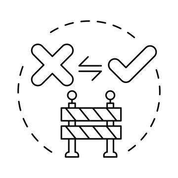 False dichotomy blue gradient concept icon. Social polarization, problem solving. Road barrier. Round shape line illustration. Abstract idea. Graphic design. Easy to use in article, blog post