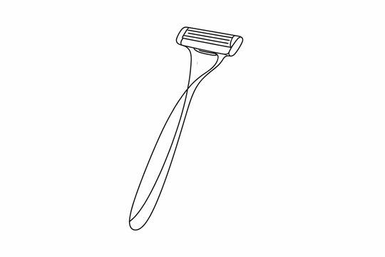 Minimalist line drawing of a razor with simple design