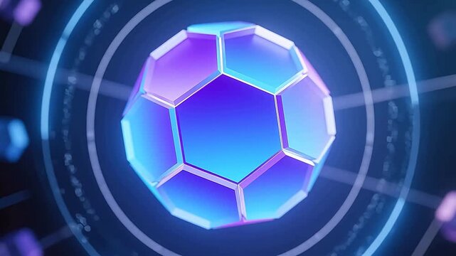 Glowing blue and purple geometric sphere