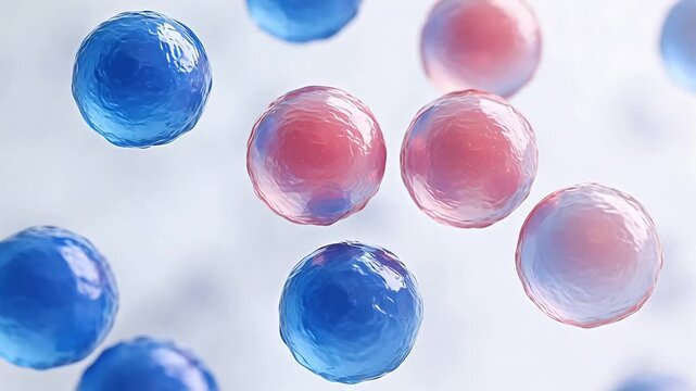 Colorful spherical objects floating