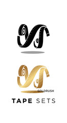 Obraz premium Elegant Tape Sets in Black and Gold with Shadow Effects.