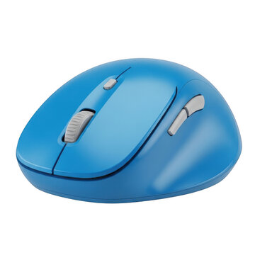 Ergonomic blue wireless computer mouse with contoured design