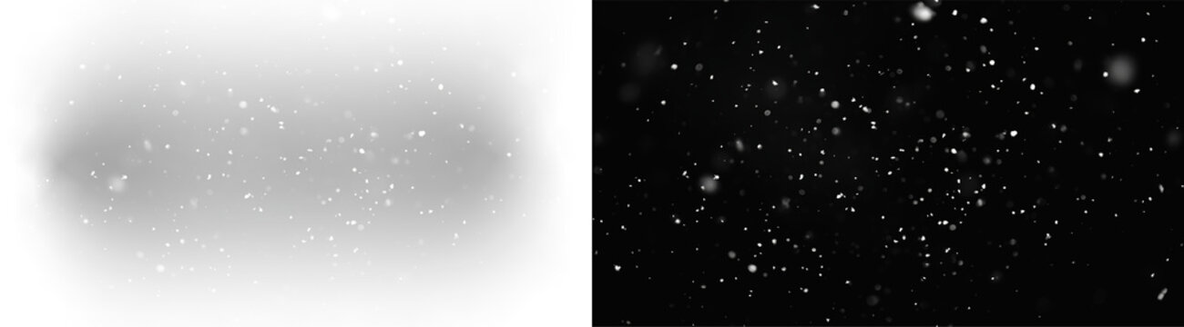 Snowfall and abstract white snow particles overlay for winter design Png