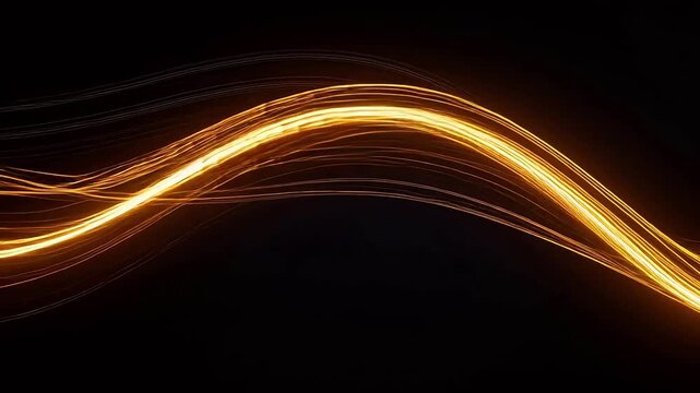 Abstract glowing light lines on black