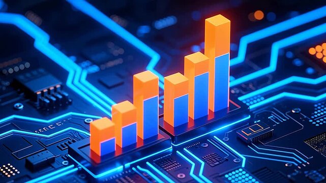 3d bar chart on circuit board