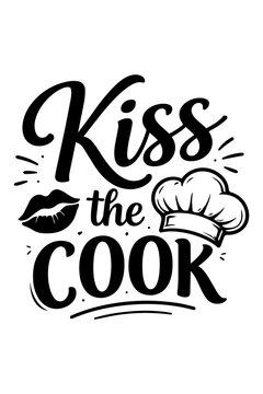 food quote typography vector with fried egg smile and cooking pot illustration, black and white lettering composition isolated on light background, cafe, restaurant, kitchen decor