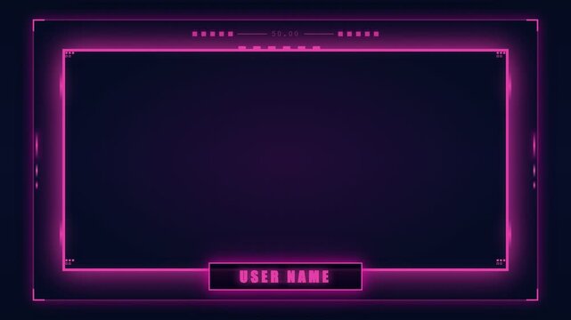 Futuristic Neon HUD Gaming Overlay Interface for Live Streaming and Video Content Creation