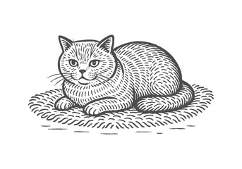British Shorthair Cat hand dr... © Shutoda