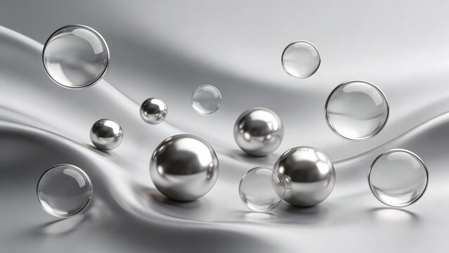 Metallic spheres on reflective surface