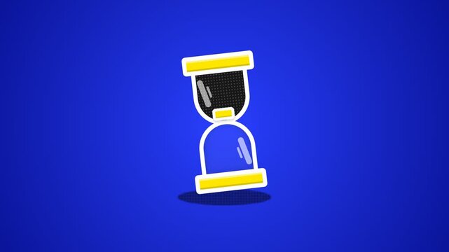 Animated Hourglass Icon for Time Management Productivity and Business Deadlines on Blue Background