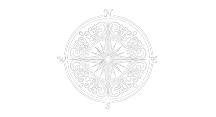 Naklejka premium Intricate Celtic Compass Rose with Norse Ornaments, Vintage Navigation Tool