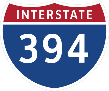 I-394 Interstate Highway System Design Sign Clipart Icon Transparent Background.
