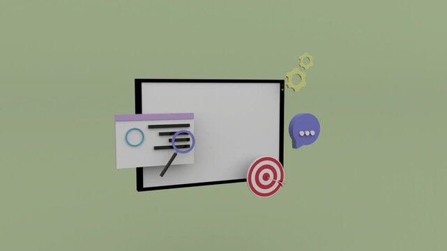 target financial business graph statistic website page computer browser window concept 3d animation