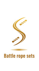 Fototapeta premium Golden Battle Rope Sets Logo on White Background for Fitness.