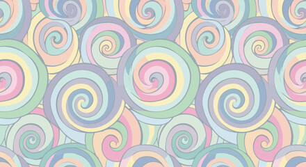 Fototapeta premium Pastel Swirls Pattern: Cute Candy & Lollipop Background