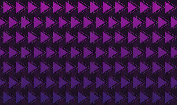 Seamless geometric pattern with purple and pink triangles arrows on a dark background
