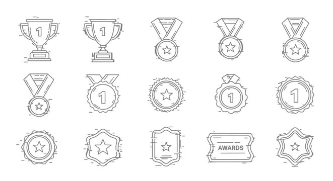 Collection of award icons and medals.