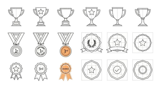 Collection of various award icons and medals.