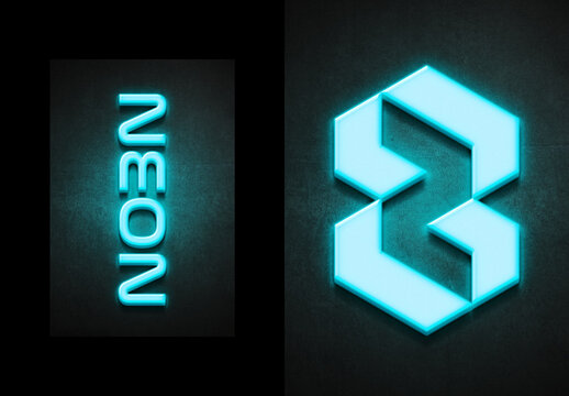Neon Logo Mockup &ndash; Glow Branding Presentation (PSD)