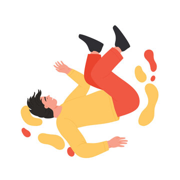 Happy man floating in the air. Flying boy, feeling freedom in the sky cartoon vector illustration