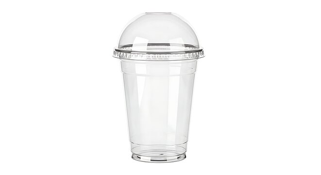 Clear plastic dome lid drink cup on white