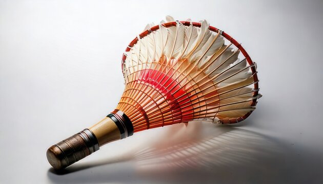 Handmade shuttlecock with bamboo and feathers for Jianzi sport.