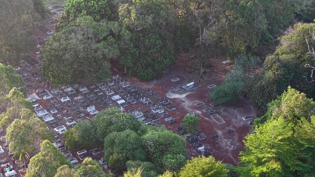 Aerial Drone View of Islamic Cemetery in Tangkak Malaysia