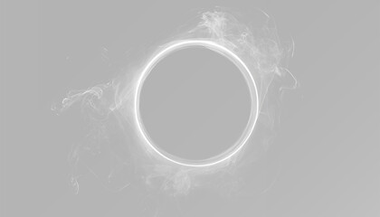 Fototapeta premium Abstract white smoke ring set, realistic magic fog circle with mystical vapor swirl on grey backgrounds