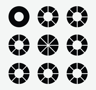 Donut chart segment visualization modern design for UI elements in vector.  radial chart infographic elements. vector illustration.