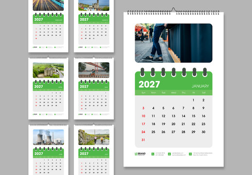 Modern 2027 Wall Calendar with Minimal Monthly Planner