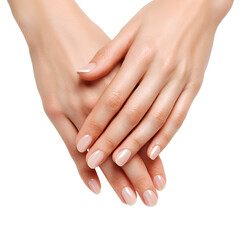 Fototapeta premium Close-up of two hands holding gently with soft natural lighting and clean background