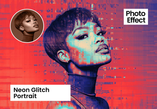 Neon Glitch Portrait Photo Effect