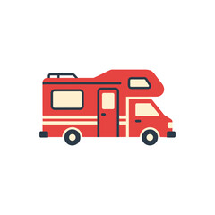 Fototapeta premium Red camper van illustration with simple design minimalist style and bold colors for travel and adventure concepts