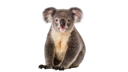 Gray fluffy Koala sitting facing forward with large ears and paws © Ryan