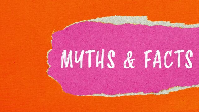 Myths and facts message writing on ripped torn paper background