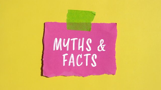 Myths and facts message writing on ripped torn paper background