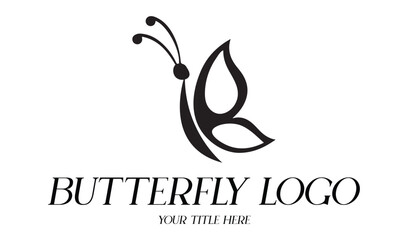 initial logo B Butterfly Design Elegant Abstract Wings with Serif Typography © atonu
