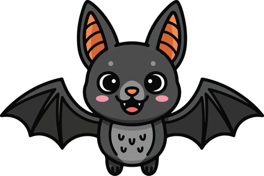 Kawaii Halloween Bat Character Isolated on White