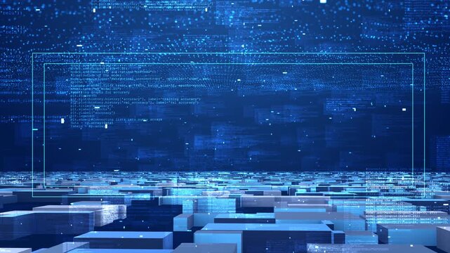 Futuristic technology animation science fiction, Digital background with transparent screen surface, glowing engineering computer connections HUD futuristic UI viewfinder frame scifi technology data