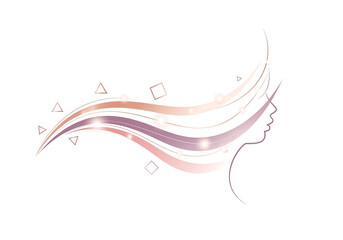 Naklejka premium Elegant feminine profile with flowing rose gold wavy hair
