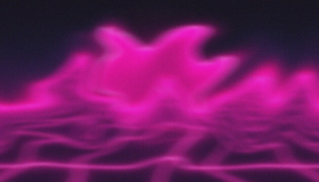 Pink light waves ripple over a glowing grid surface, evoking a synthetic landscape where virtual data structures materialize into a digital dimension for advanced computing.