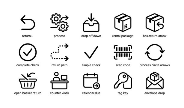 Return and logistics icons illustrating delivery and return processes