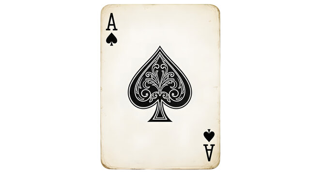 Vintage ace of spades playing card isolated on transparent background
