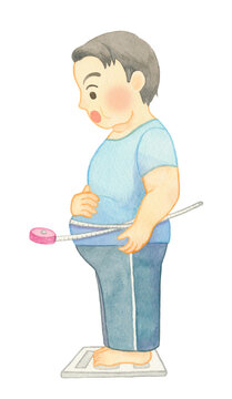 体重計に乗る男性06